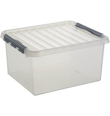 Aufbewahrungsbox Q-line H6160502, 36 Liter mit Deckel, für A3, außen 500x400x260mm, Kunststoff transparent