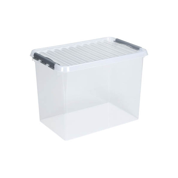 8711112835009 - helit the q-line Aufbewahrungsbox mit Deckel transparent Lebensmittelechte stapelbare Kunststoffbox mit Klickverschluss 1 Box 62 Liter