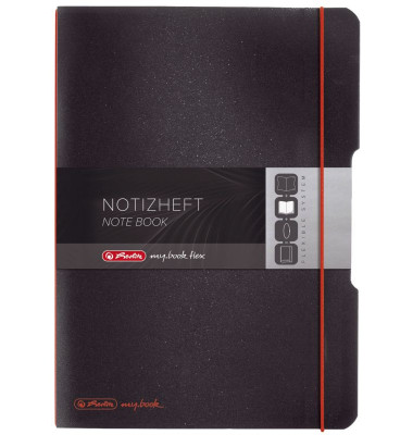 Notizheft flex PP, liniert + kariert (je 40 Blatt), Papier 80g, schwarz,