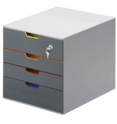 Schubladenbox Varicolor Safe 7606-27 grau/bunt 4 Schubladen geschlossen mit Schloss