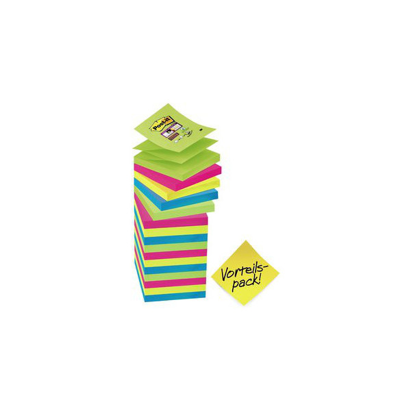 0051141401508 - Post-it Super Sticky Z-Notes Haftnotizen 76 x 76 mm Farbig sortiert 90 Blatt 14 Blöcke + 2 GRATIS