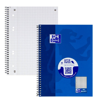 Collegeblock 100050393 Schule, Lineatur 22 / liniert mit Rand innen, A5+, 90g, blau, 80 Blatt