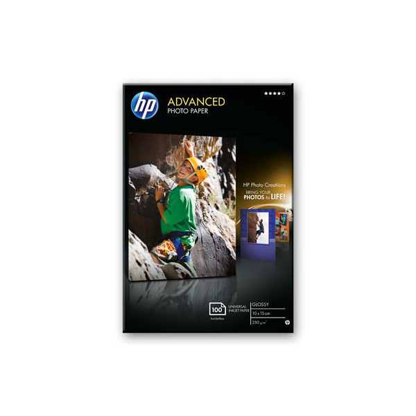 0882780349605 - HP Advanced Glossy Photo Paper - Fotopapier glänzend - 100 x 150 mm - 250 g m2 - 100 Blatt - für Deskjet 2050 J510 Env