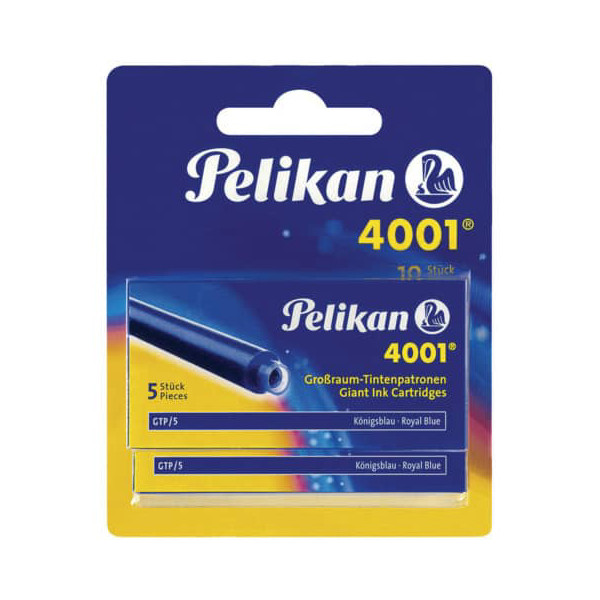 4012700330857 - PELIKAN Tintenpat 4001 Grossr GTP-5-k-bl fuer Patronenfuellhalter loesch- auswaschbarer koenigsblau Blister 2 Etuis 10 Pat (00330852)