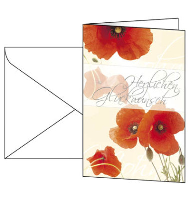 Glückwunschkarten Red Poppies DS003 11,5cm x 17cm (BxH) 220g Motiv Glanzkarton FSC