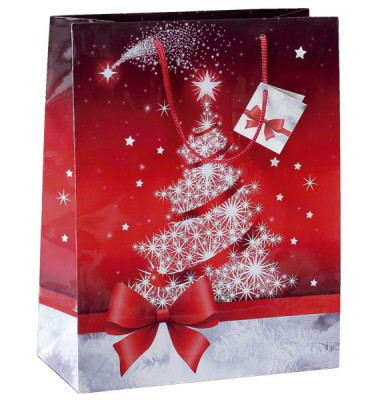 Geschenktasche GT023, Weihnachten, Sparkling Tree, mit Glanzlackierung und Geschenkanhänger, Sparkling Tree, 170mm x 230mm