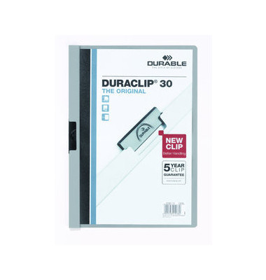 Klemmhefter DURACLIP 30 220010, A4 grau, für ca. 30 Blatt, Polyvinylchlorid (PVC)