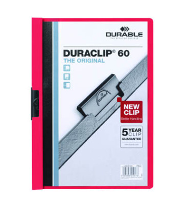 Klemmhefter DURACLIP 60 220903, A4 rot, für ca. 60 Blatt, Polyvinylchlorid (PVC)