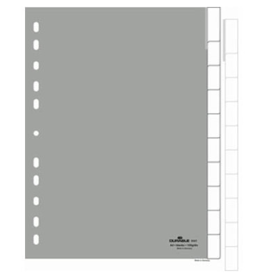 Kunststoffregister 6441 10, 10-teilig blanko, A4, 120µm, transparente Fenstertaben, 10-teilig