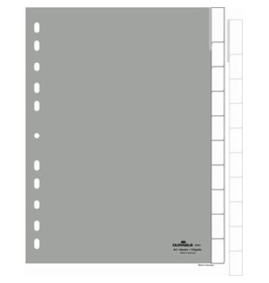Kunststoffregister 6441-10 blanko A4 0,12mm graue Fenstertabe zum wechseln 10-teilig