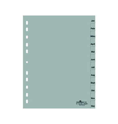 Kunststoffregister 6514-10 Januar-Dezember A4 0,12mm graue Taben 12-teilig