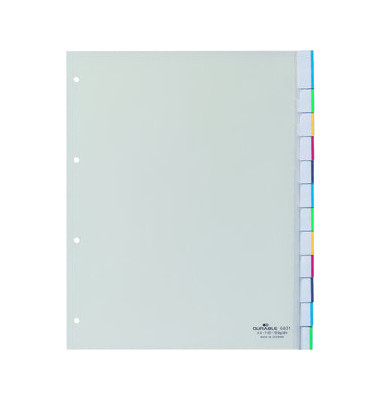 Kunststoffregister 683119, 10-teilig blanko, A4+, 120µm, transparente Fenstertaben, 10-teilig