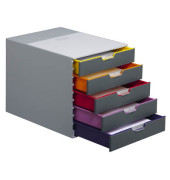 Schubladenbox Varicolor 7605-27 grau/bunt 5 Schubladen geschlossen