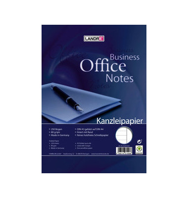 Kanzleipapier Office 100050622 A3 auf A4 gefalzt, liniert mit Rand, weiß