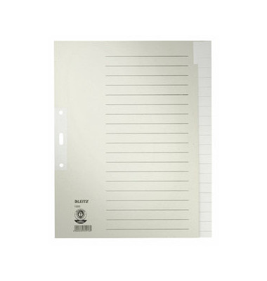 Kartonregister 1220-00-85 blanko A4+ 100g graue Taben 20-teilig