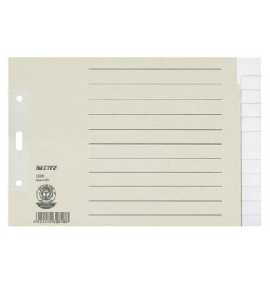 Kartonregister 1226-00-85 blanko A5-quer überbreit 100g graue Taben 12-teilig