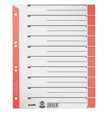 Trennblätter 1652 1652-00-25 A4 grau/rot 230g Karton