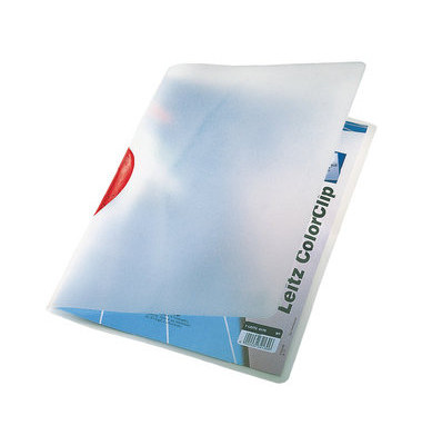 Klemmhefter ColorClip Magic 41750025, A4 transparent/rot, für ca. 30 Blatt, Polypropylen (PP)