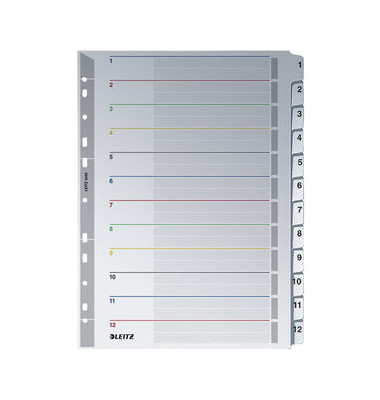 Kartonregister 4332-00-00 1-12 A4+ 160g weiße Taben 12-teilig