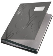Unterschriftenmappe Design 5745 A4 Kunststoff grau mit Einsteckschild 18 Fächer