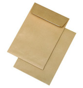Faltentaschen B5 ohne Fenster 20mm Falte haftklebend 110g braun