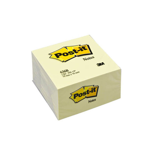 3134375231626 - POST-IT Haftnotizen 653 Würfel 76 x 76 mm selbsthaftend wiederablösbar cellophanfrei verpackt 450 Blatt gelb