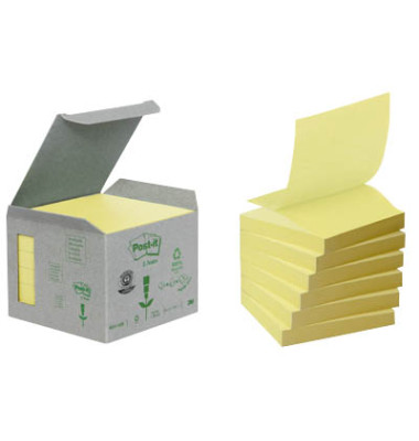 Haftnotizen R3301B, Recycling Z-Notes, 76x76mm, gelb, Z-Notes, quadratisch