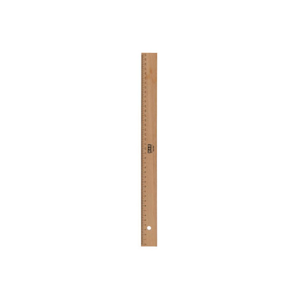 4004627262014 - Holzlineal 40 cm aus Buchenholz mit Metalleinlage und Bohrung