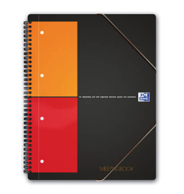 Collegeblock 100100362 Meetingbook, kariert / kariert Rand beidseitig, A4+, 80g, schwarz, 80 Blatt