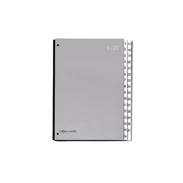 4013951011342 - Pagna - Pultordner din A4 1-31 Karton Papier laminiert silber 32 Fächer