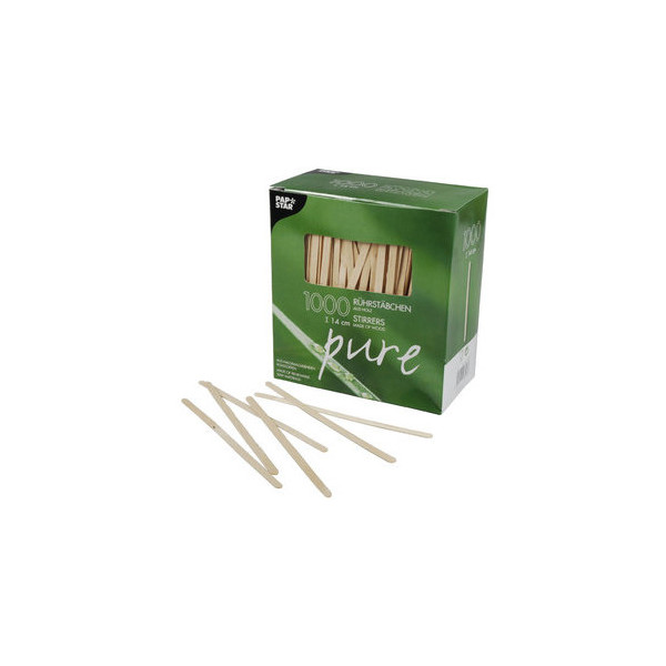 4002911166963 - Pure Rührstäbchen Holz 14 cm x 5 mm 1 Packung = 1000 Stück