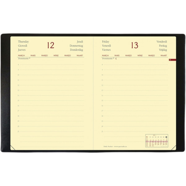 3371010305056 - Taschenkalender 617014Q DAILY schwarz 1 Tag   1 Seite 88x13cm (A6) 2025 3371010305056 Quo Vadis