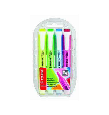 Textmarker-Set STABILO swing cool, 275/4, Set, 4-farbig sortiert, 1-4mm Keilspitze