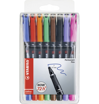 Folienstift OHPen universal 842 F farbig sortiert 0,7 mm 8er Etui permanent