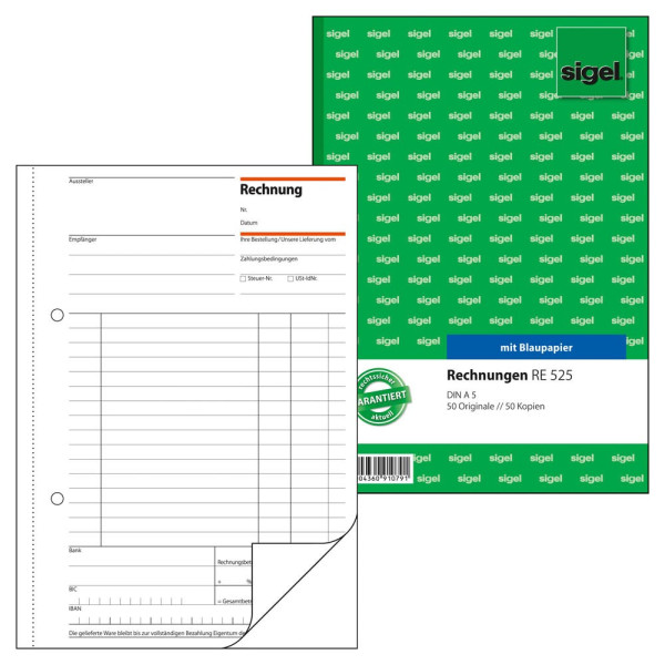4004360910791 - Rechnung RE525 A5 hoch 2x50 Blatt 4004360910791 Sigel
