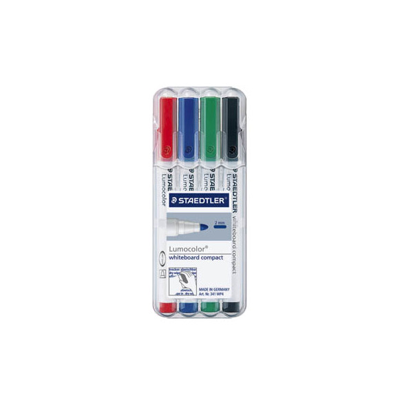 4007817341001 - Boardmarker-Set Lumocolor 341 compact 341-WP4 Etui 4-farbig sortiert 1-2mm Rundspitze 4007817341001 4 Stück