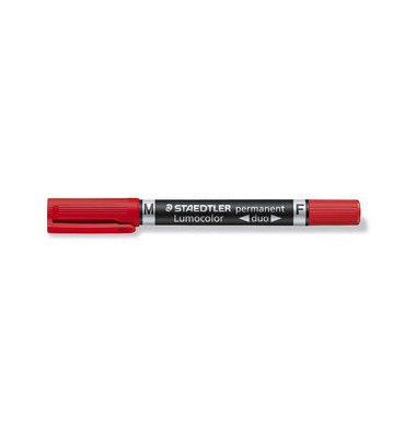 Permanentmarker Lumocolor Duo 348, 348-2, rot, 0,6mm+1,5mm Rundspitze