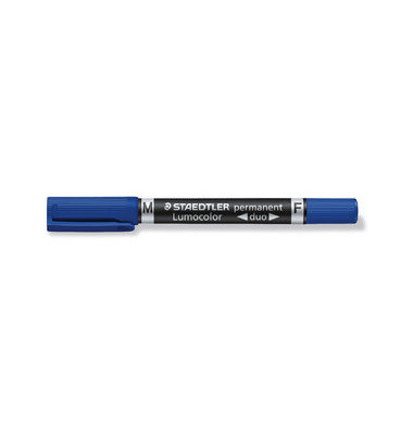 Permanentmarker Lumocolor Duo 348, 348-3, blau, 0,6mm+1,5mm Rundspitze