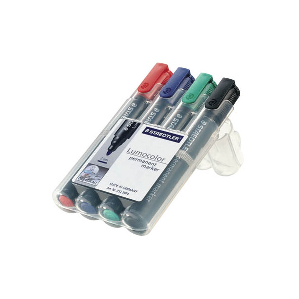 4007817352021 - STAEDTLER Permanentmarker Lumocolor permanent Rundspitze Blau   Schwarz   Rot   Grün 4 Stück