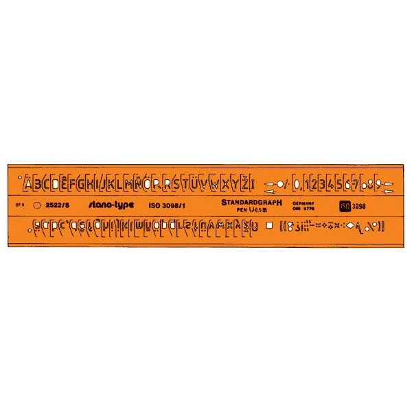 4014509021424 - Kunststoff-Schablone Schrift 2522-35 orange-transparent Schrifthöhe 35mm