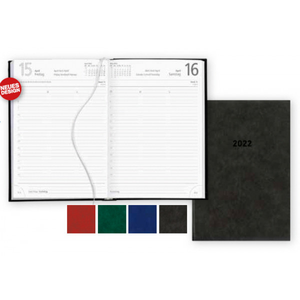 4006928021598 - Buchkalender 876-0020 schwarz 1 Tag   1 Seite 15x21cm (A5) 2025 4006928021598 Zettler