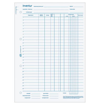 Inventurbuch 1101 A4 hoch weiß Einband blau