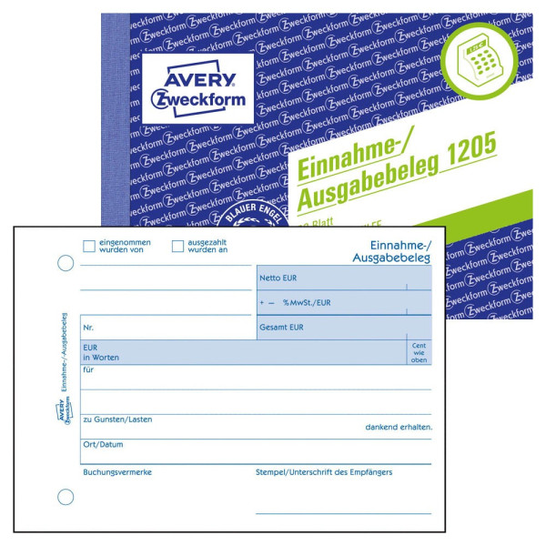 4004182012055 - Einnahme- Ausgabebeleg Formular Papierformat din A6 quer selbstdurchschreibend Nein - Avery Zweckform