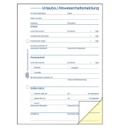 Urlaubs- und Abwesenheitsmeldung A5 2x40 Blatt selbstduchschreibend