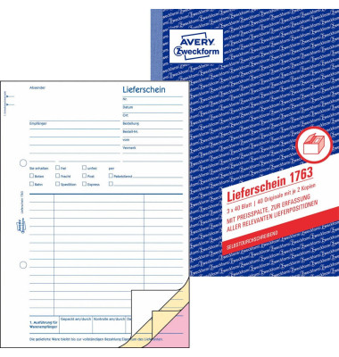 Lieferschein 1763 A5 selbstdurchschreibend 3 x 40 Blatt