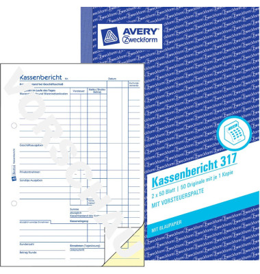 Kassenbericht 317 A5 2x50 Blatt