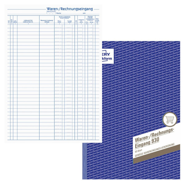 4004182009307 - AVERY Zweckform Kassenformulare Waren- Rechnungs-Eingangsbuch Waren Rechnungseingang A4 930 DIN A4 1x 50 Seiten