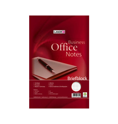 Notizblock 100050253 Business Office Notes, kariert, A4, 60g, rot, 100 Blatt