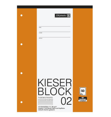 Briefblock KIESER A4 weiß liniert gelocht mit Rand 50 Blatt