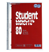 Collegeblock 10-67942 Student, Lineatur 22 / kariert mit Rand innen, A4, 70g, rot, 80 Blatt